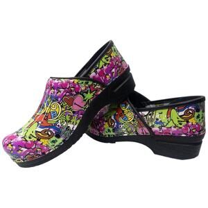 Bjork Professional Clogs Graffiti  Pink Purple Patent Leather Women's Size 7 38